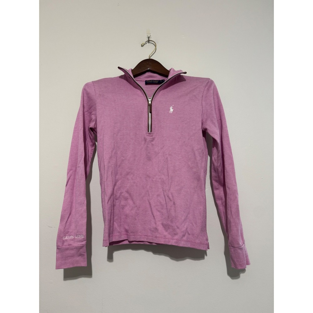 Polo Golf Ralph Lauren Pink Herringbone Quarter Zip Pullover Small